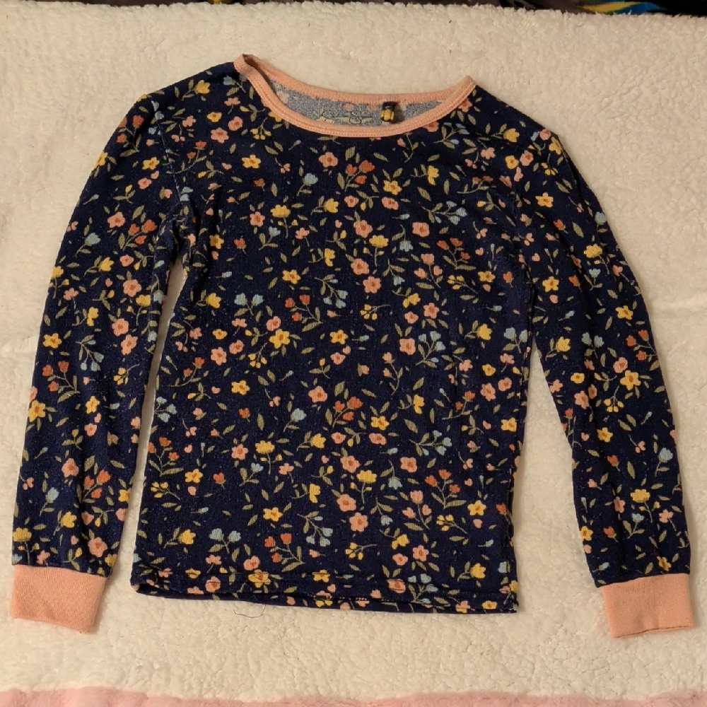 Jessica Simpson Kids Floral Pajama Set - Navy and Peach